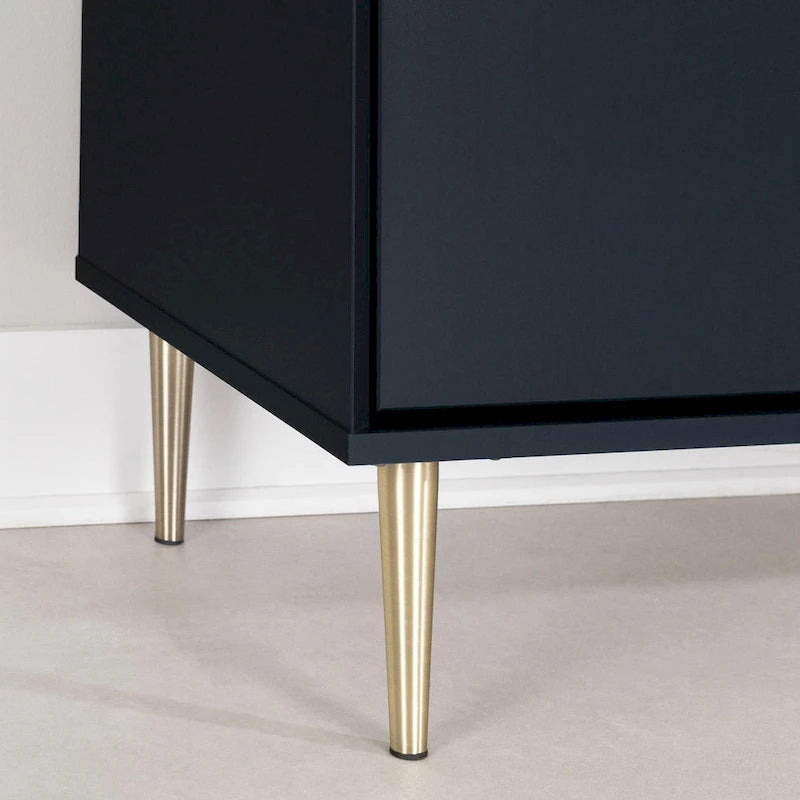 6-Drawer Double Dresser with Brass Legs and Knob Handles for Kids Room
