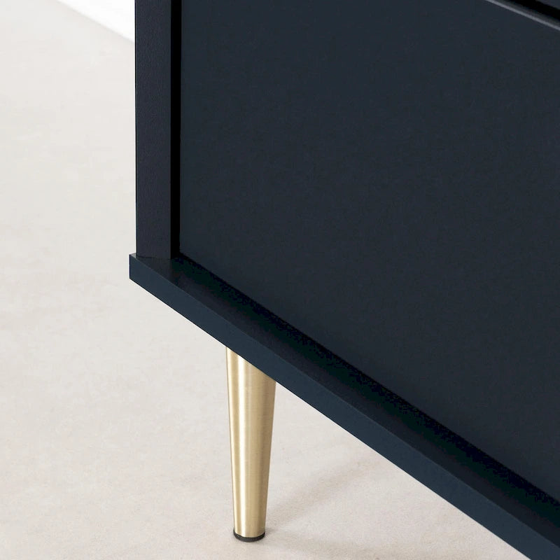6-Drawer Double Dresser with Brass Legs and Knob Handles for Kids Room