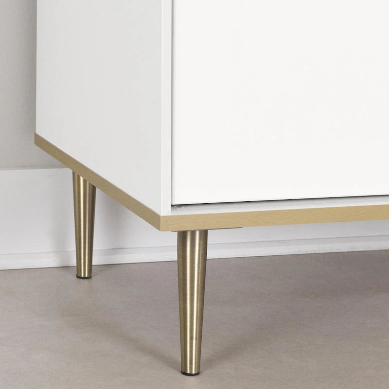 6-Drawer Double Dresser with Brass Legs and Knob Handles for Kids Room