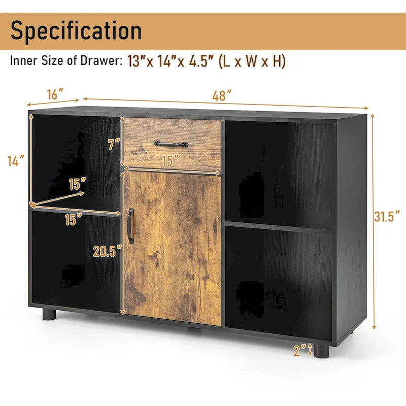 Farmhouse Buffet Sideboard Coffee Bar Cabinet Console Rustic Style