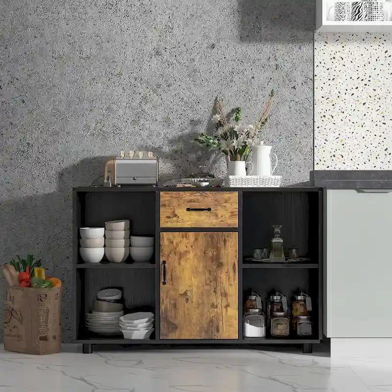 Farmhouse Buffet Sideboard Coffee Bar Cabinet Console Rustic Style