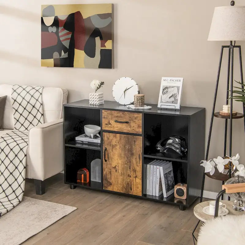 Farmhouse Buffet Sideboard Coffee Bar Cabinet Console Rustic Style