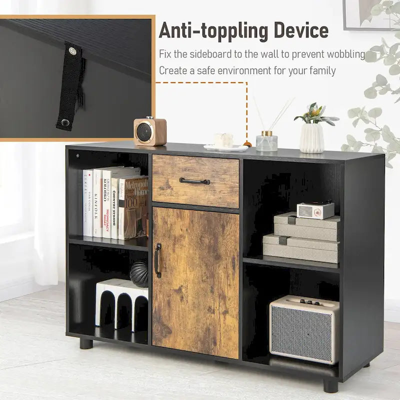 Farmhouse Buffet Sideboard Coffee Bar Cabinet Console Rustic Style