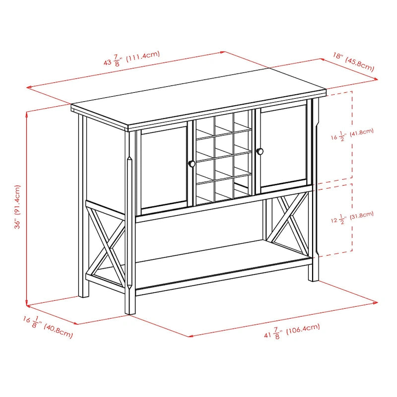 Buffet Cabinet Cappuccino 43.8W x 18D x 35.9H