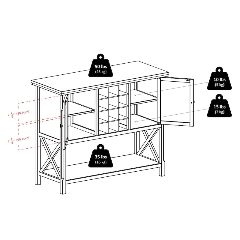 Buffet Cabinet Cappuccino 43.8W x 18D x 35.9H