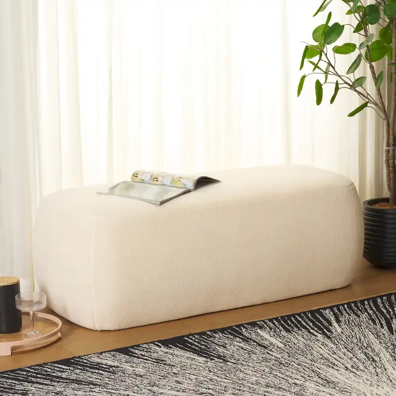 Rectangular Ottoman Plush Velvet Modern Minimalist Accent Bench