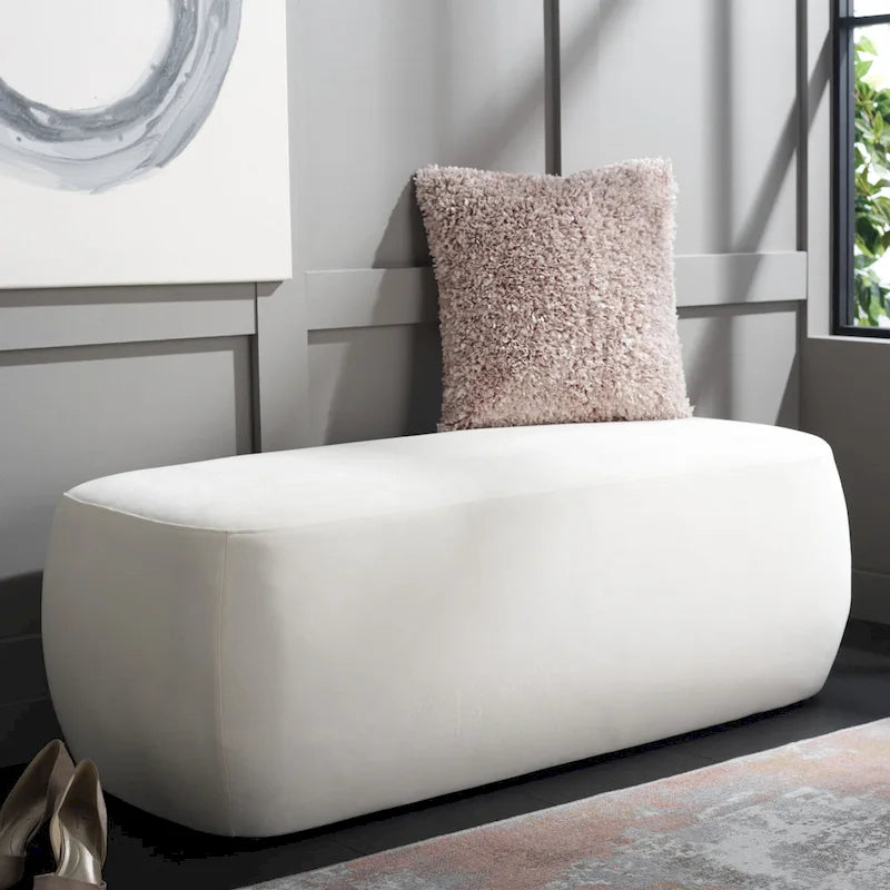 Rectangular Ottoman Plush Velvet Modern Minimalist Accent Bench