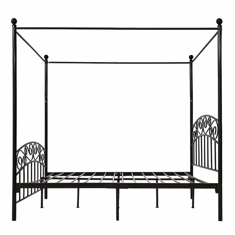 Metal Canopy Bed Frame with European Style Easy Assembly