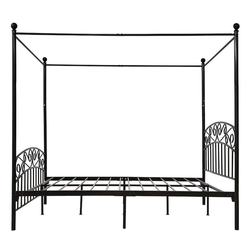 Metal Canopy Bed Frame with European Style Easy Assembly
