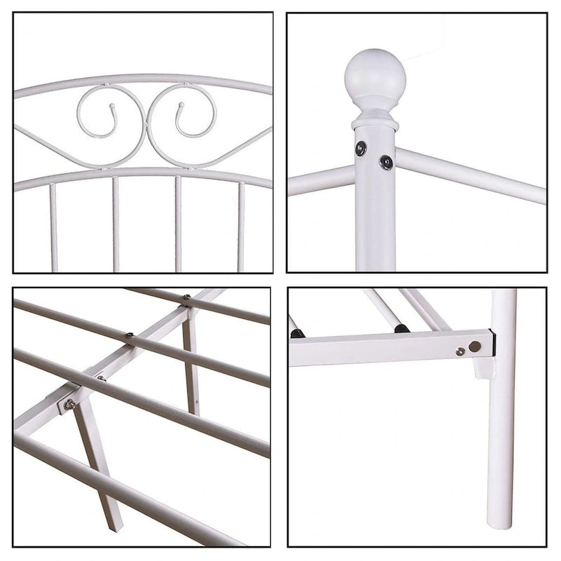 Metal Canopy Bed Frame with European Style Easy Assembly