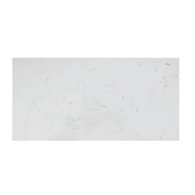 White 2-Drawer Kitchen Island with Open Shelves and Marble Top