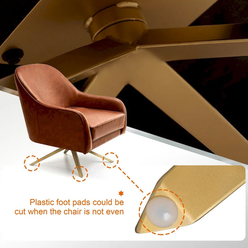 Swivel Accent Chair with 360° Rotation Rolled Arms Thick Cushion Cross Base