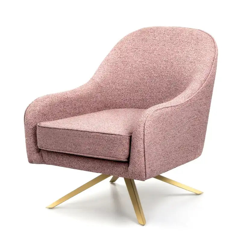 Swivel Accent Chair with 360° Rotation Rolled Arms Thick Cushion Cross Base