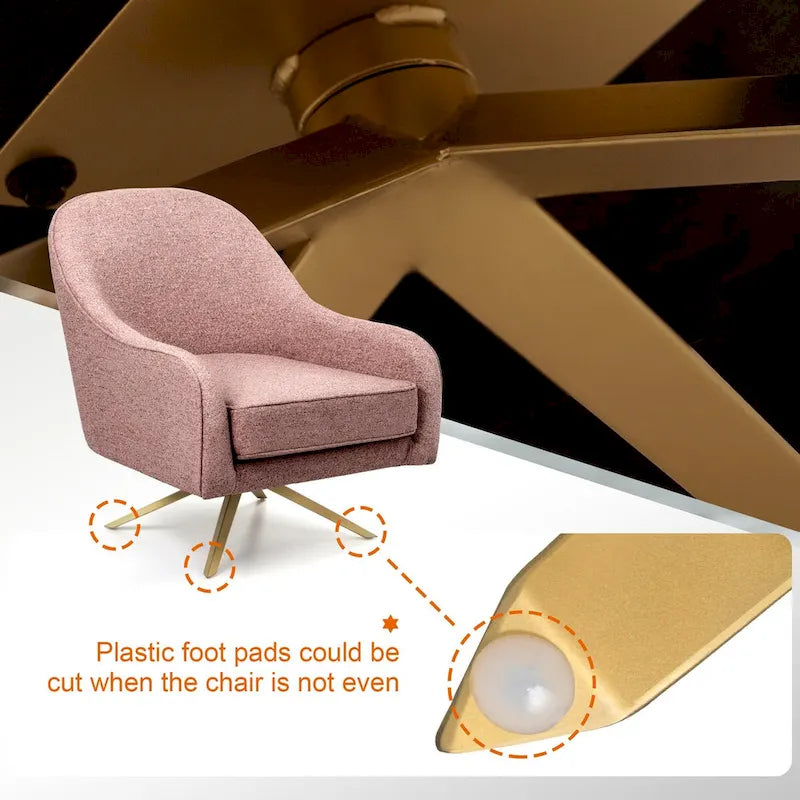 Swivel Accent Chair with 360° Rotation Rolled Arms Thick Cushion Cross Base