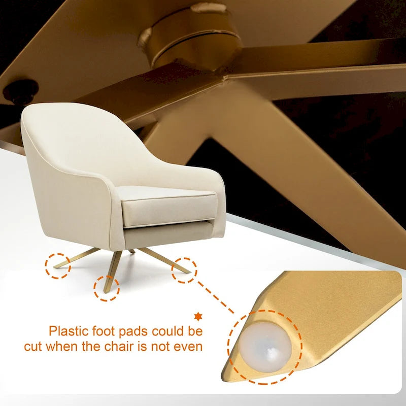 Swivel Accent Chair with 360° Rotation Rolled Arms Thick Cushion Cross Base