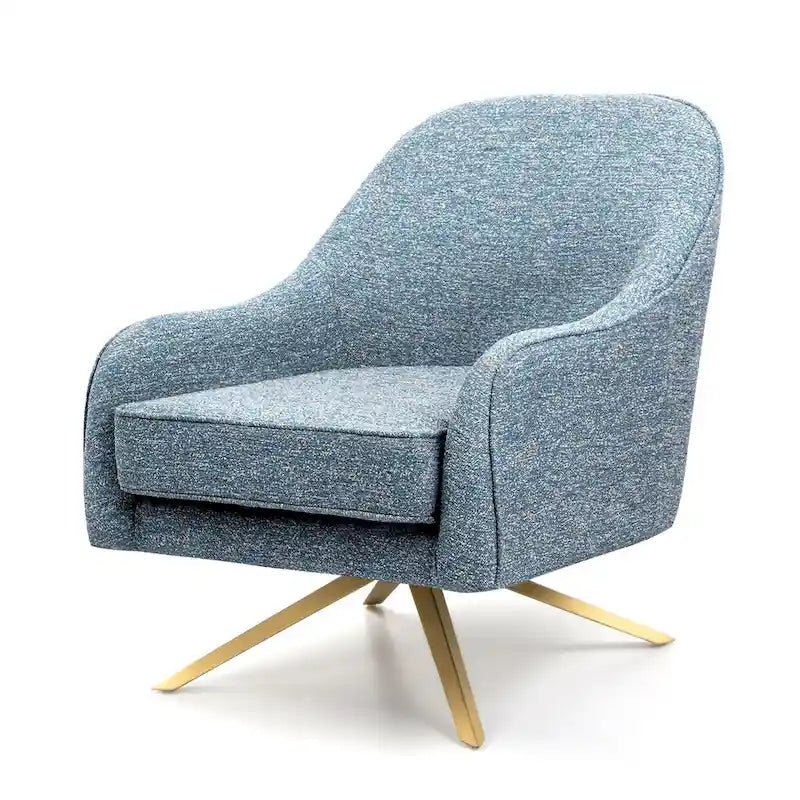 Swivel Accent Chair with 360° Rotation Rolled Arms Thick Cushion Cross Base