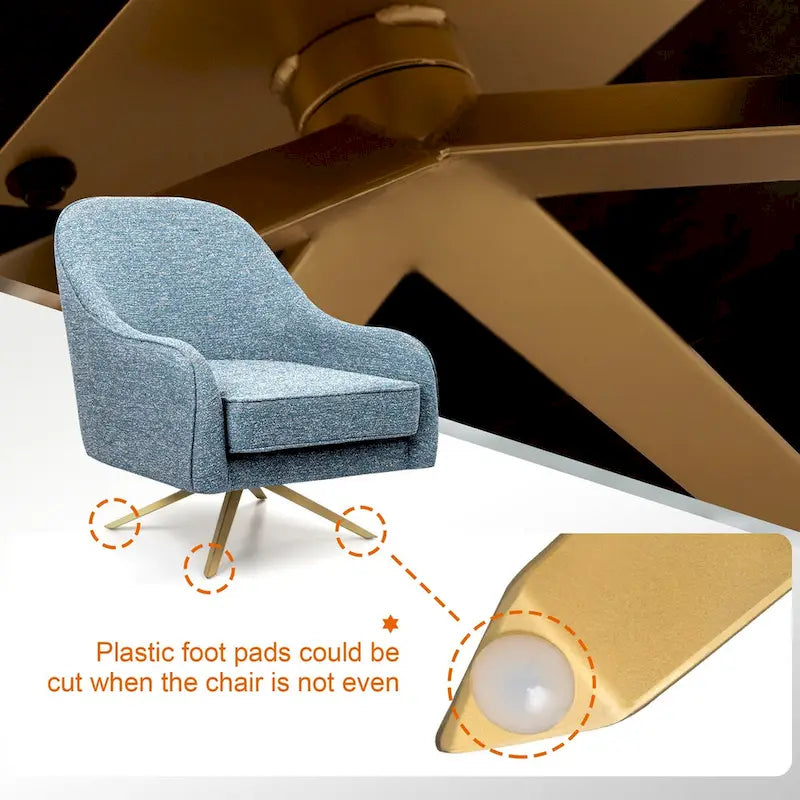 Swivel Accent Chair with 360° Rotation Rolled Arms Thick Cushion Cross Base