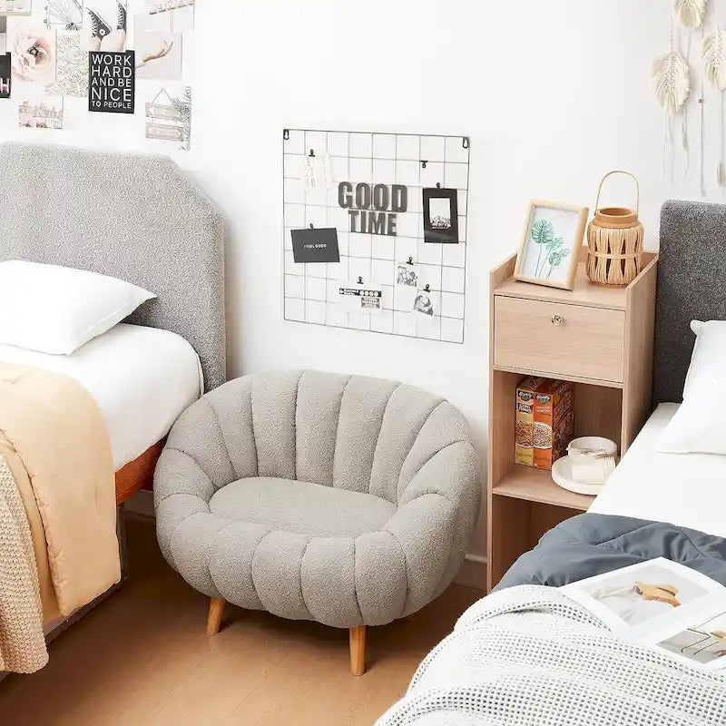 Pumpkin Boucle Mini Sofa Compact Loveseat for Small Spaces Modern Style