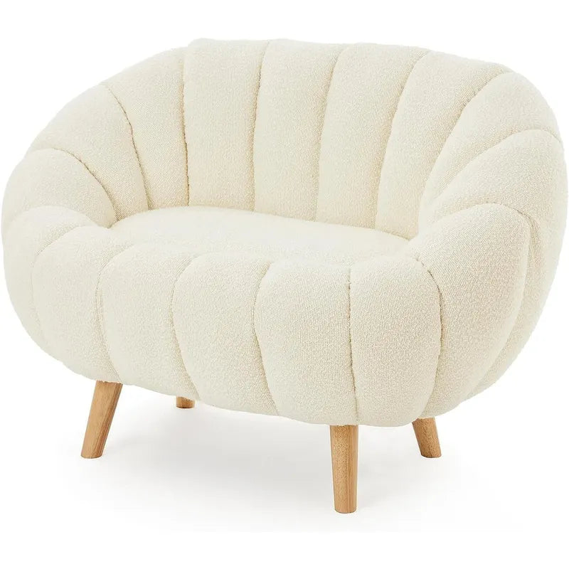 Pumpkin Boucle Mini Sofa Compact Loveseat for Small Spaces Modern Style