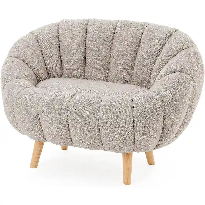 Pumpkin Boucle Mini Sofa Compact Loveseat for Small Spaces Modern Style