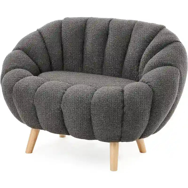 Pumpkin Boucle Mini Sofa Compact Loveseat for Small Spaces Modern Style