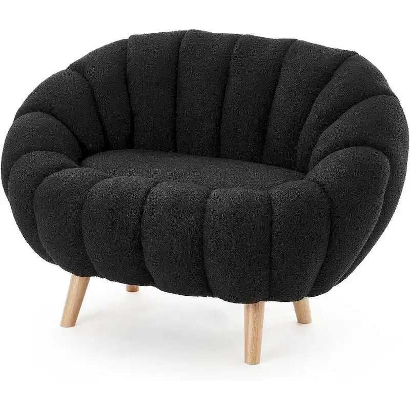 Pumpkin Boucle Mini Sofa Compact Loveseat for Small Spaces Modern Style