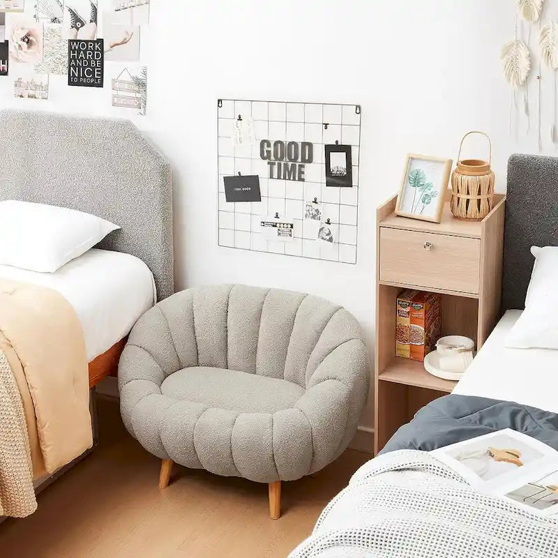 Pumpkin Boucle Mini Sofa Compact Loveseat for Small Spaces Modern Style