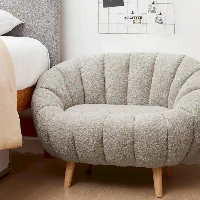 Pumpkin Boucle Mini Sofa Compact Loveseat for Small Spaces Modern Style