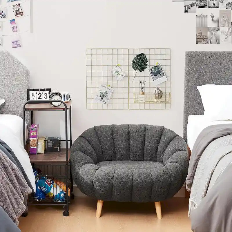 Pumpkin Boucle Mini Sofa Compact Loveseat for Small Spaces Modern Style