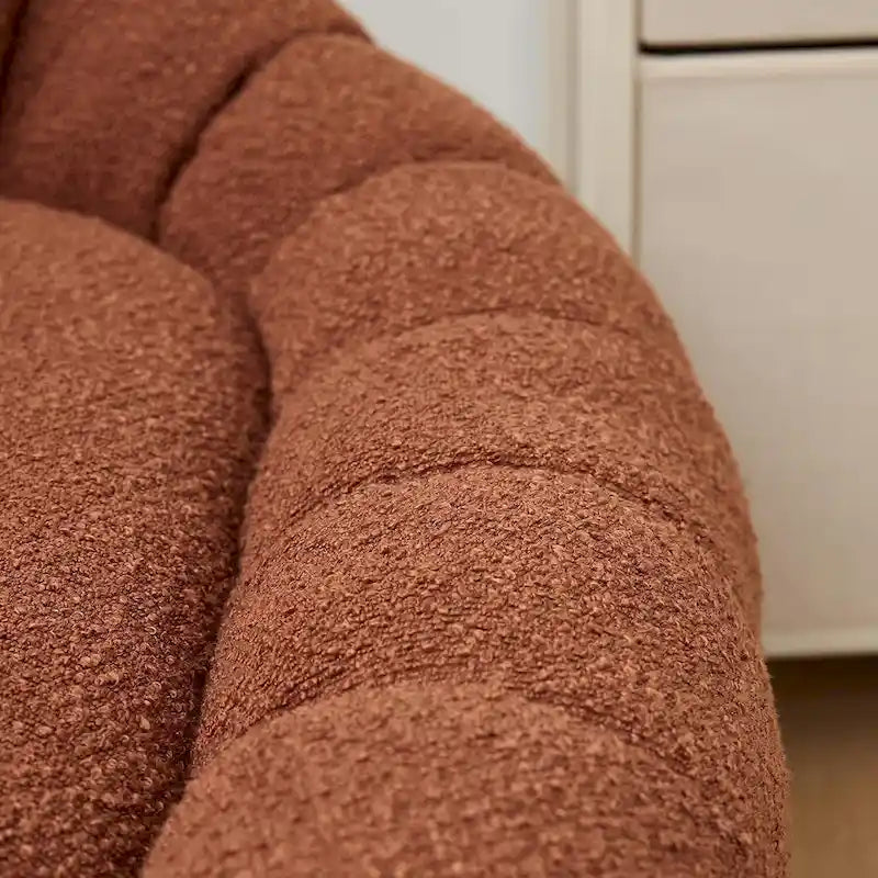 Pumpkin Boucle Mini Sofa Compact Loveseat for Small Spaces Modern Style