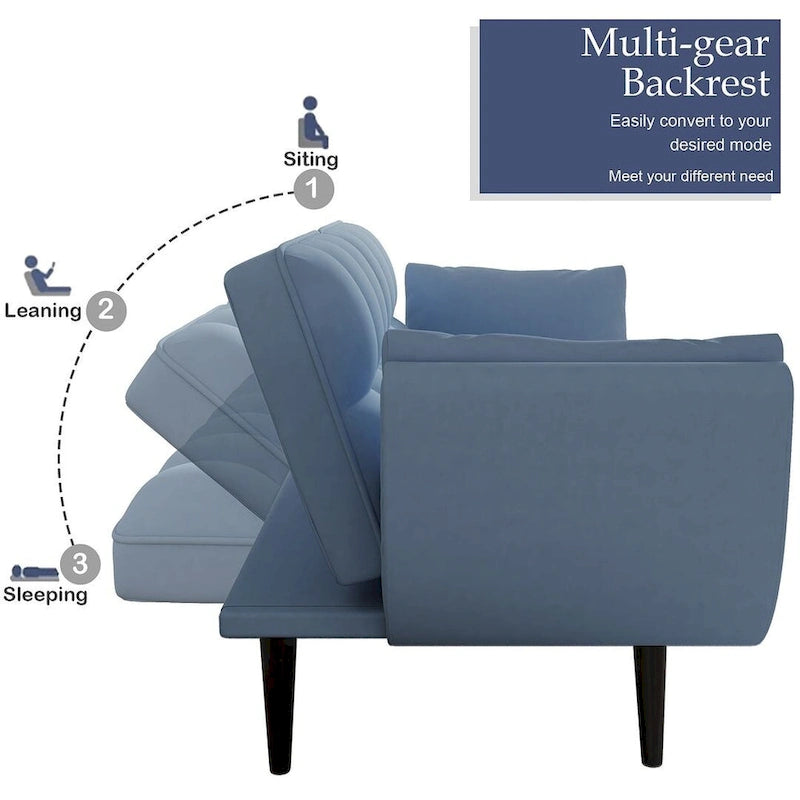 57 Futon Sofa Bed, Convertible Folding Futon Couch Recliner Lounge For Living Room