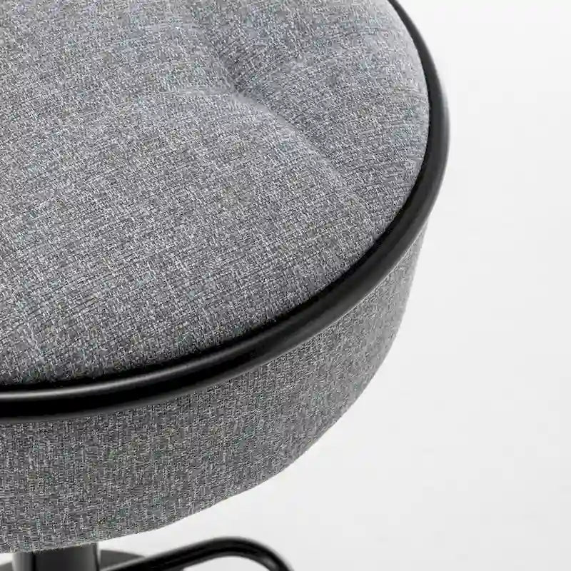 Round Storage Bar Stool Set of 2, Faux Leather Height Adjustable Swivel Counter Stool