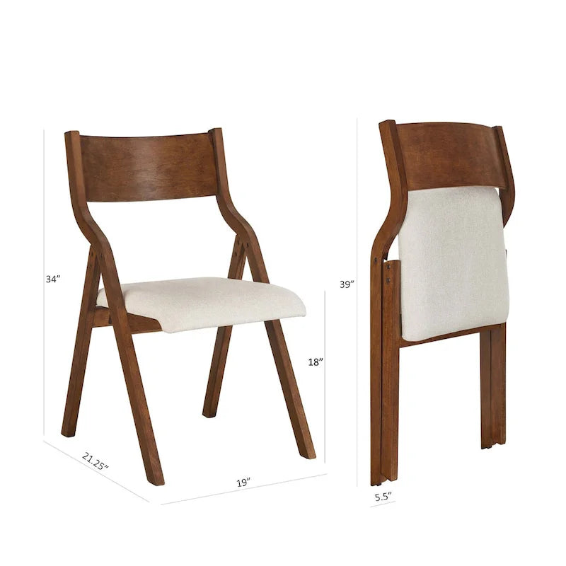 Upholstered Folding Dining Chair Set of 2