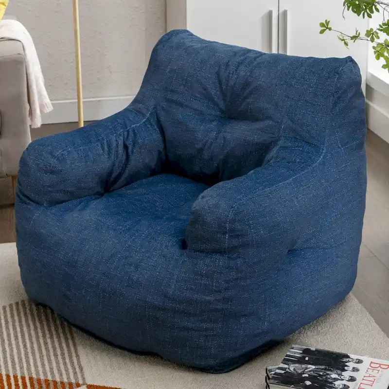 Pouf en tissu doux coton-lin, rempli de mousse à mémoire de forme