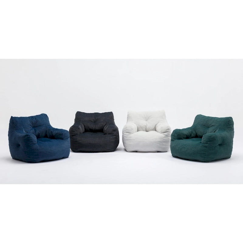 Soft Cotton Linen Fabric Bean Bag Chair Filled with Memory Sponge