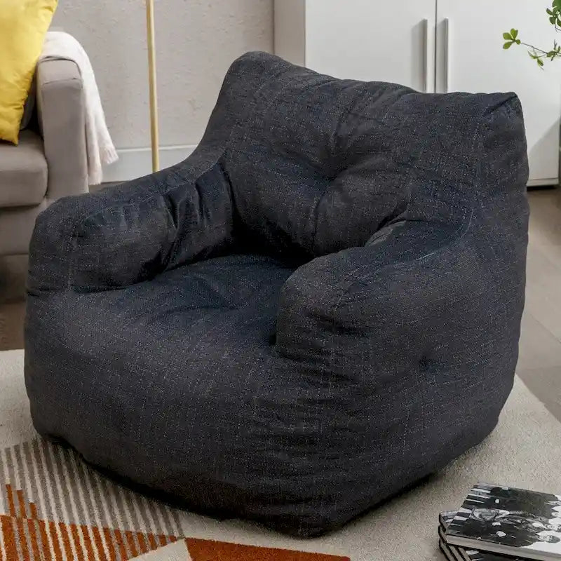Soft Cotton Linen Fabric Bean Bag Chair Filled with Memory Foam