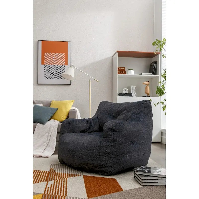 Soft Cotton Linen Fabric Bean Bag Chair Filled with Memory Foam