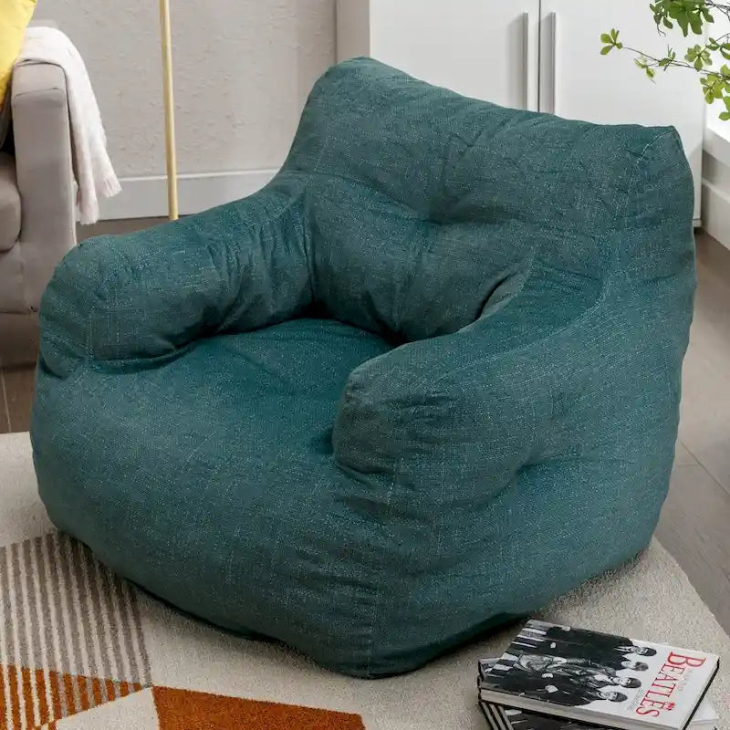 Soft Cotton Linen Fabric Bean Bag Chair Filled with Memory Foam