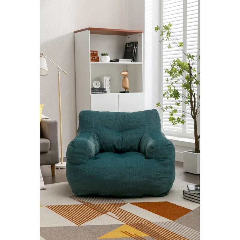 Soft Cotton Linen Fabric Bean Bag Chair Filled with Memory Foam