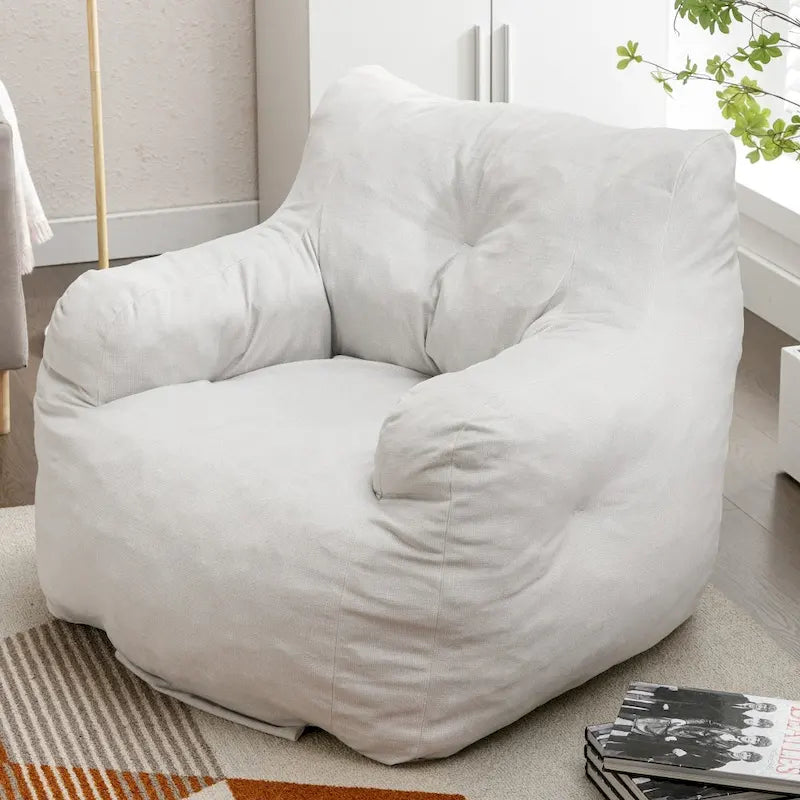 Soft Cotton Linen Fabric Bean Bag Chair Filled with Memory Foam