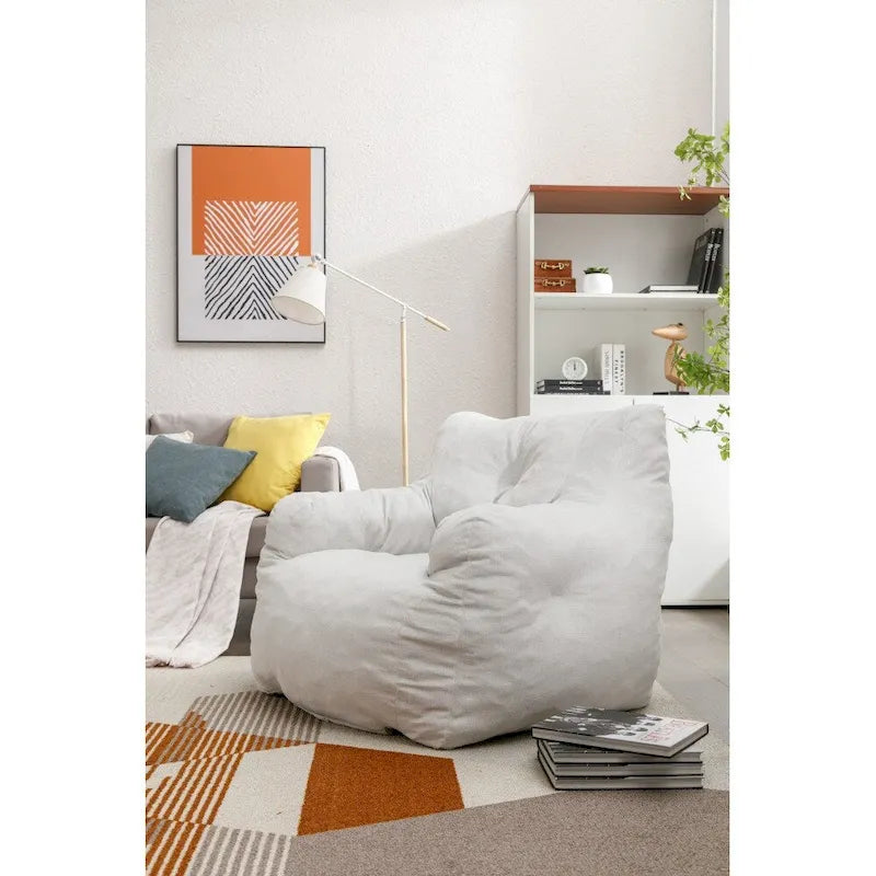Soft Cotton Linen Fabric Bean Bag Chair Filled with Memory Foam