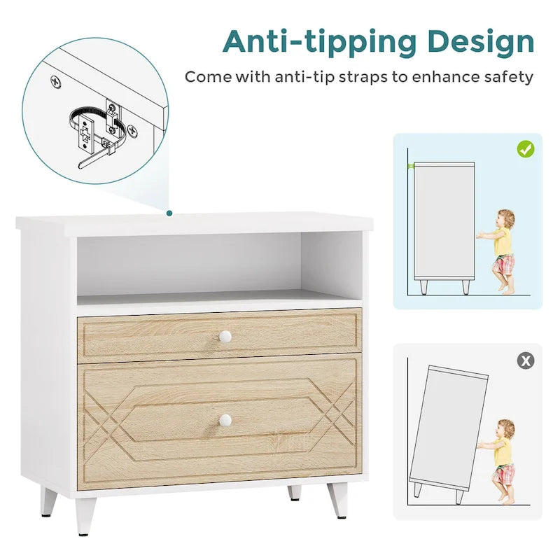 Office File Cabinet with Shelf, 2 Drawer Lateral Filing Cabinet for Letter Size