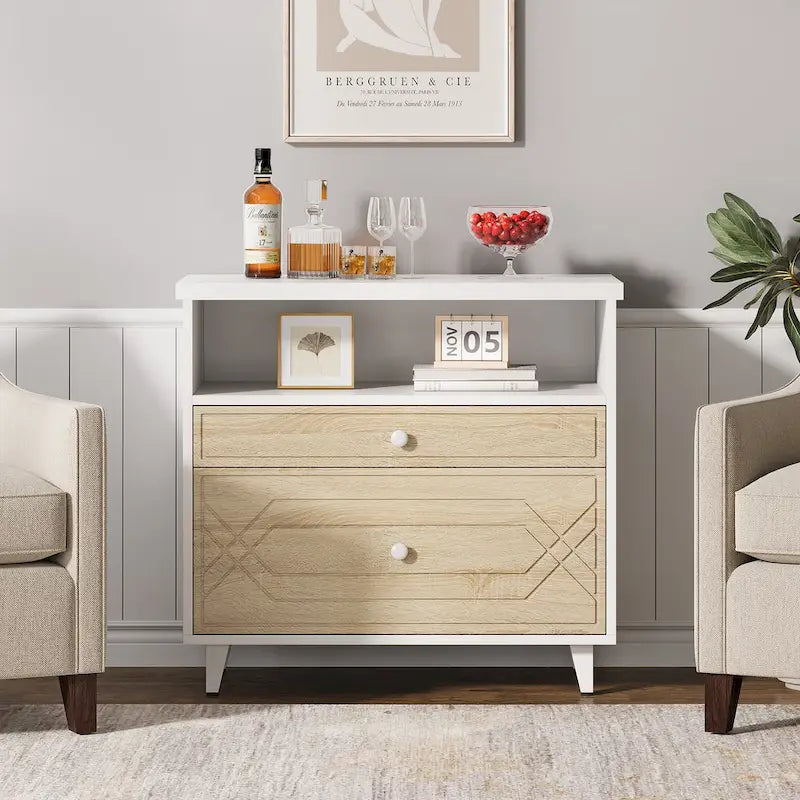 Office File Cabinet with Shelf, 2 Drawer Lateral Filing Cabinet for Letter Size