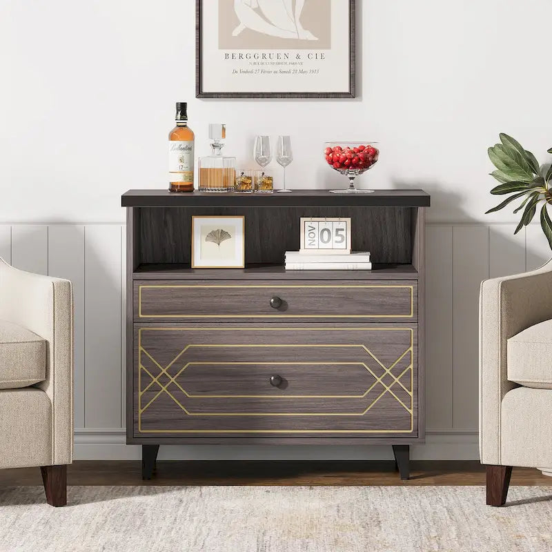 Office File Cabinet with Shelf, 2 Drawer Lateral Filing Cabinet for Letter Size