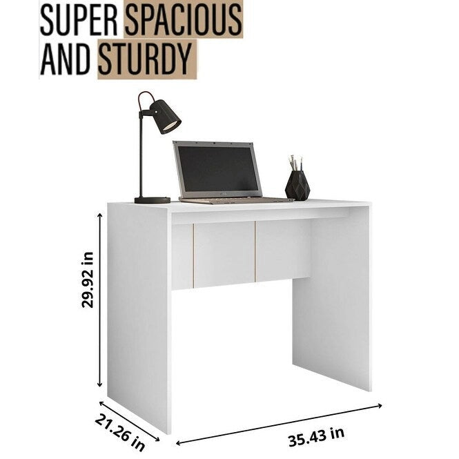 Modern Computer Desk 35-Inch Wide Home Office Study Table for Small Spaces