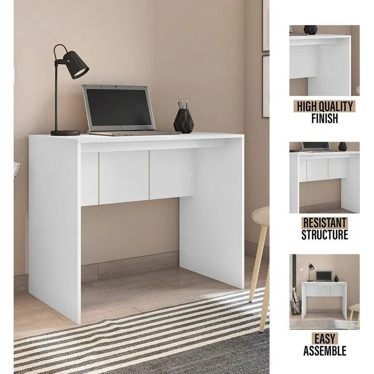 Modern Computer Desk 35-Inch Wide Home Office Study Table for Small Spaces