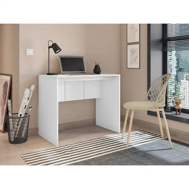 Modern Computer Desk 35-Inch Wide Home Office Study Table for Small Spaces