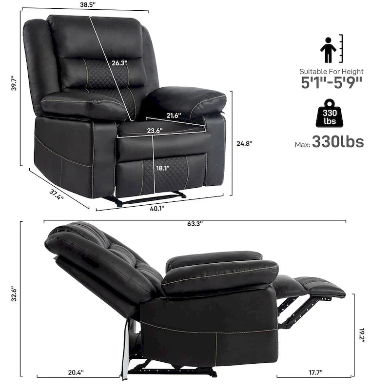 Breathable Leather Massage Recliner Chair for Living Room