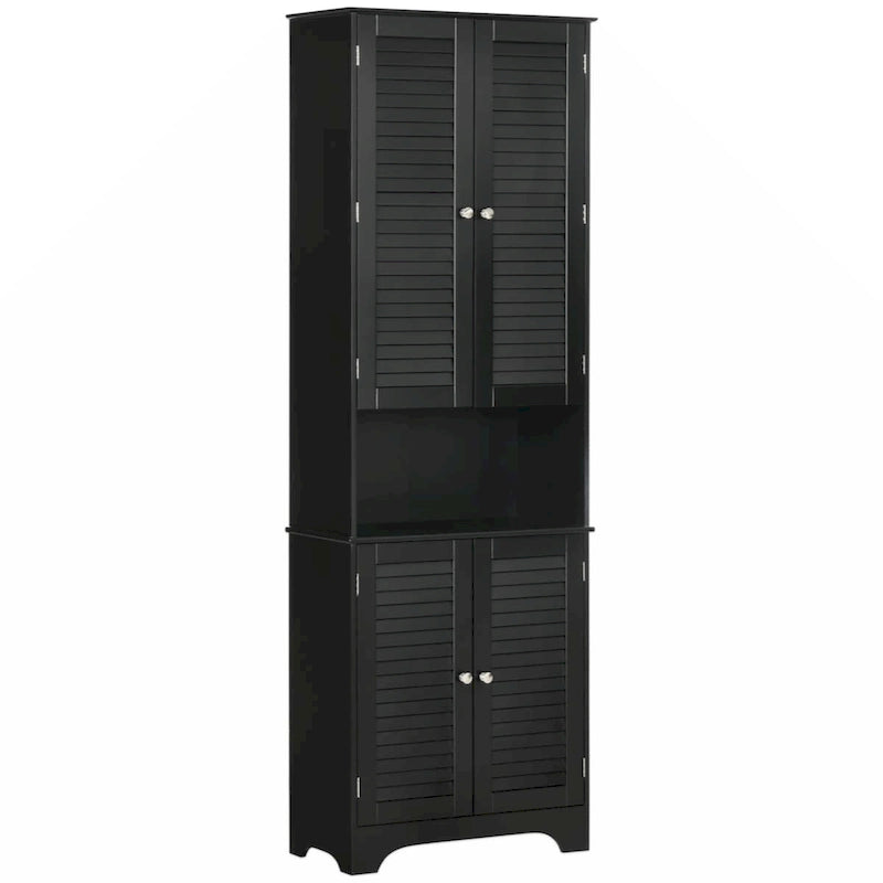Freestanding Bathroom Linen Cabinet with 2 Cabinets and Countertop