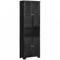 Freestanding Bathroom Linen Cabinet with 2 Cabinets and Countertop